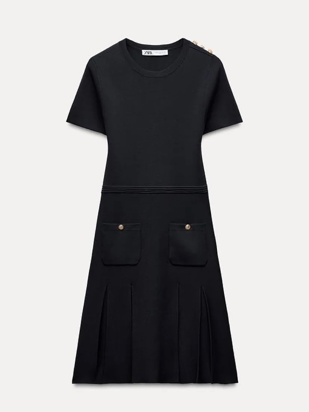 Zara Navy Pleated Dress